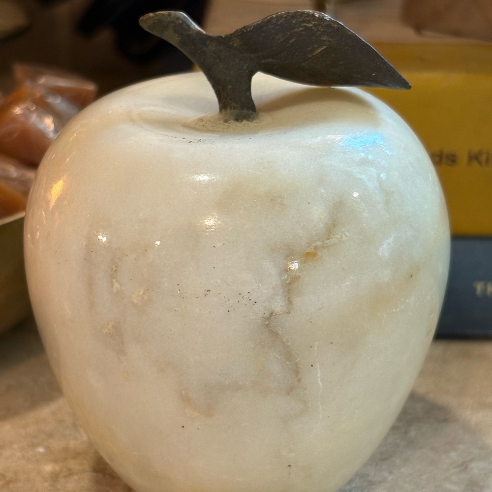 Elegant Cream Marble Apple Decor - Picture 3 of 9